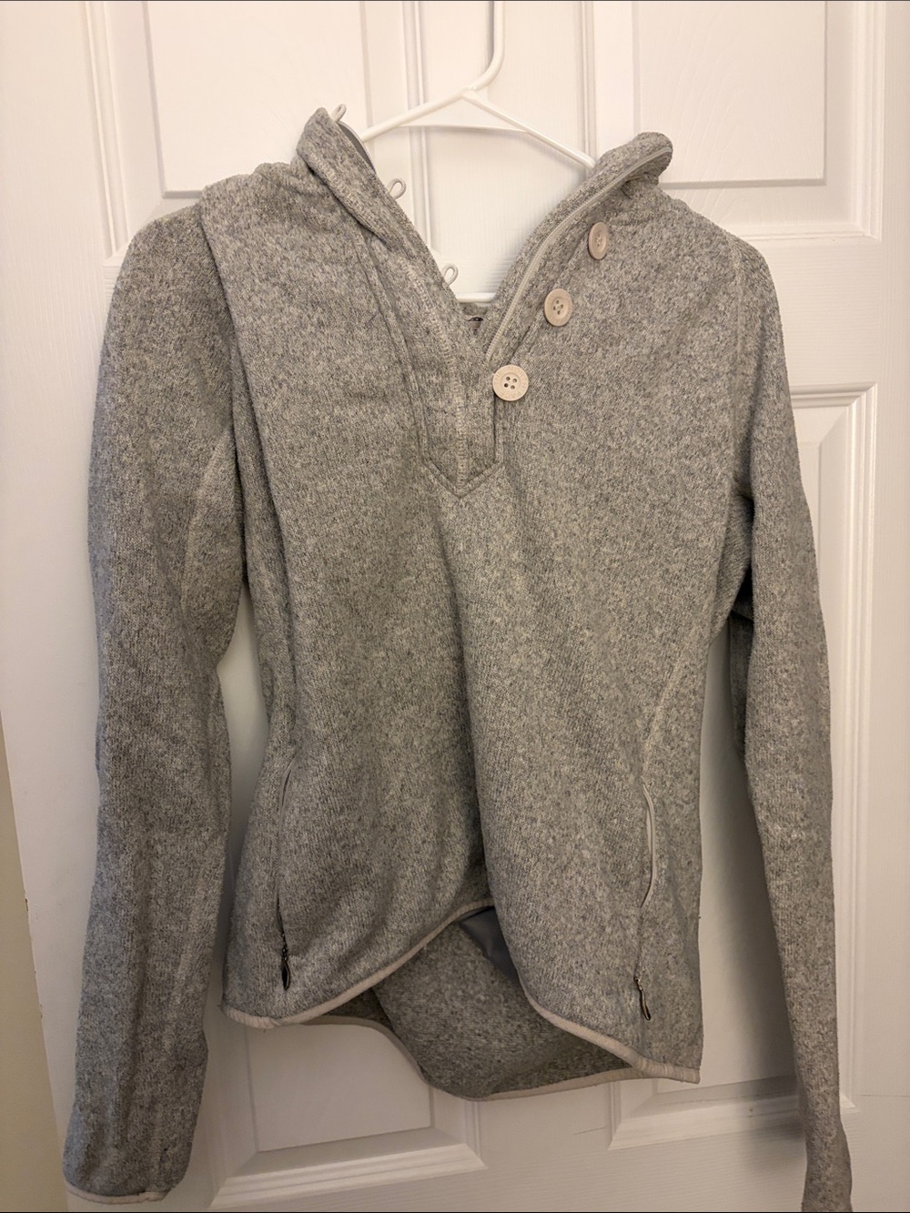 The North Face Grey Button-Accent Hooded Pullover
